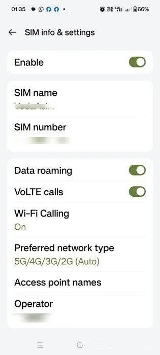 Mobilny roaming danych włączony w systemie Android.