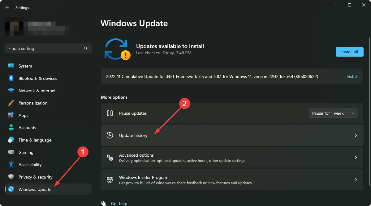 Windows 11 更新歷史記錄