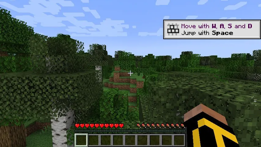 Een screenshot van de Minecraft-wereld die in de Docker-container draait.