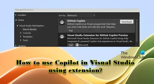 如何使用擴充功能在 Visual Studio 中使用 Copilot？