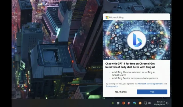 Chrome 사용자에게 Bing을 사용하라고 잔소리하는 Windows 11의 팝업이 더 많은 PC에 출시됩니다.