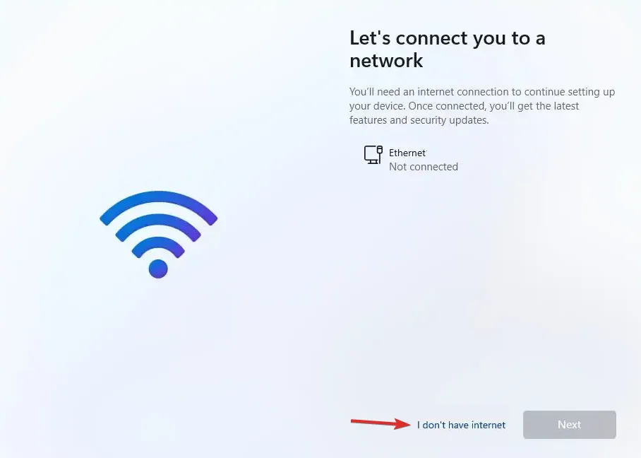 Lets-connect Windows 11 instellen zonder internet