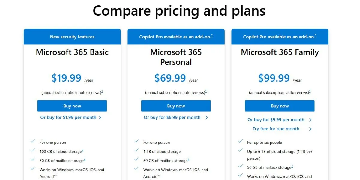 マイクロソフトがOneDriveの価格を値下げ