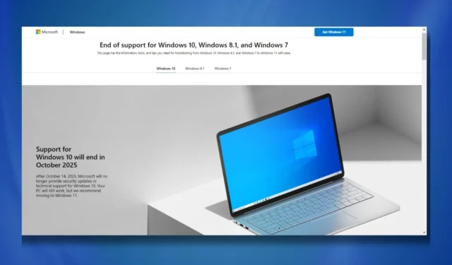 Die neue Seite zum Supportende von Microsoft erinnert sanft an den Tod von Windows 10