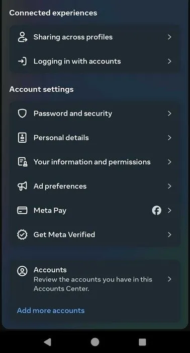 L'opzione Meta Pay disponibile sull'app Facebook per Android.