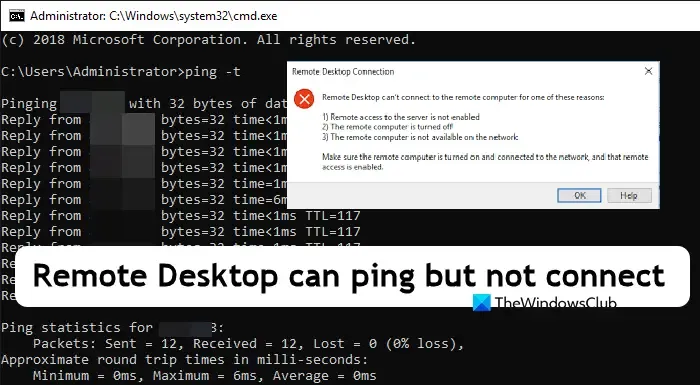 Desktop remoto può eseguire il ping ma non connettersi