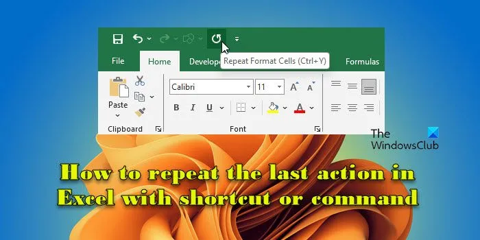 Repita la última acción en Excel con atajo o comando