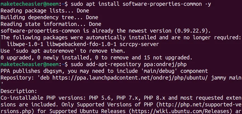 Adicionar repositório PHP à distribuição Linux