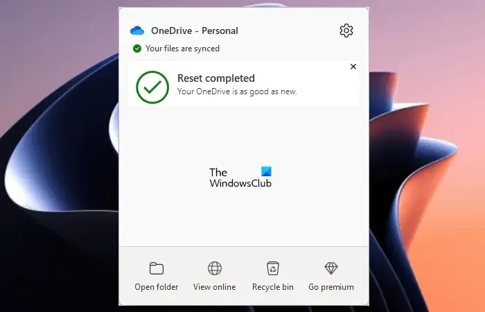 Redefinir OneDrive