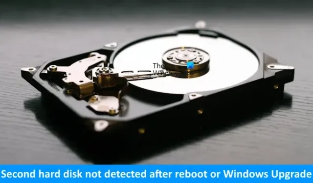 재부팅 또는 Windows 업그레이드 후 두 번째 하드 디스크가 감지되지 않음