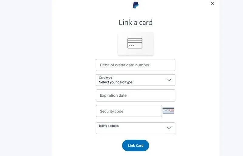 Geben Sie eine Kreditkarte manuell in PayPal ein.