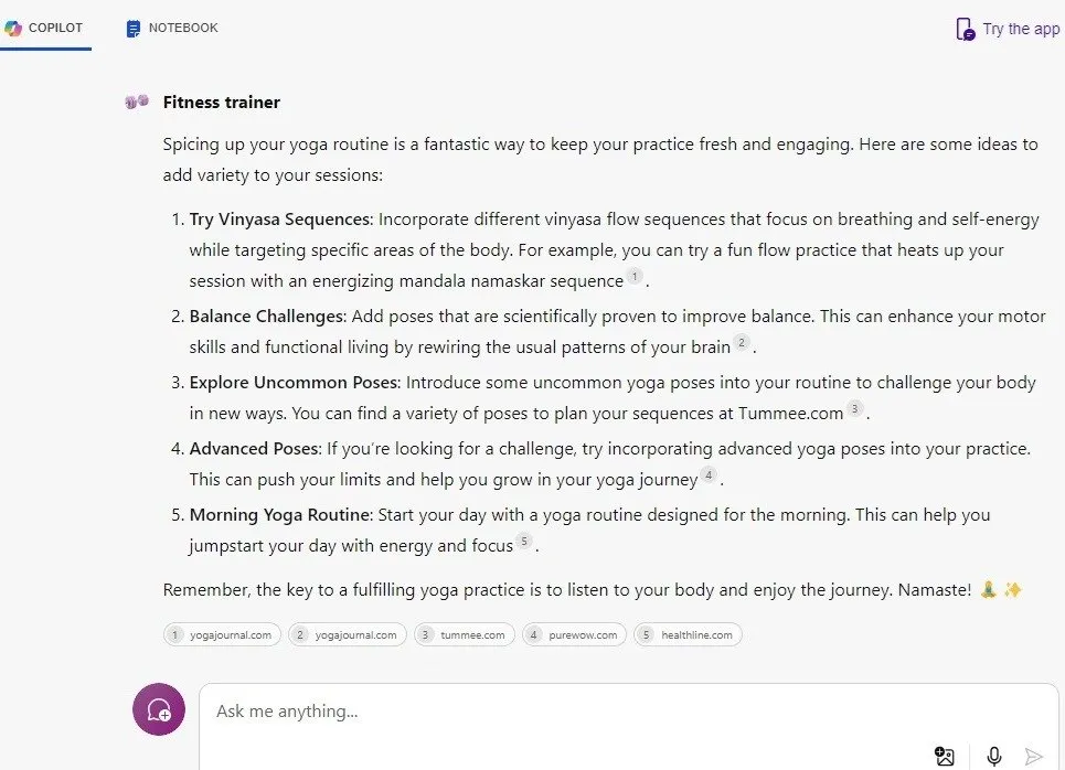 Réponse de Fitness Trainer sur la façon de pimenter ma routine de yoga.