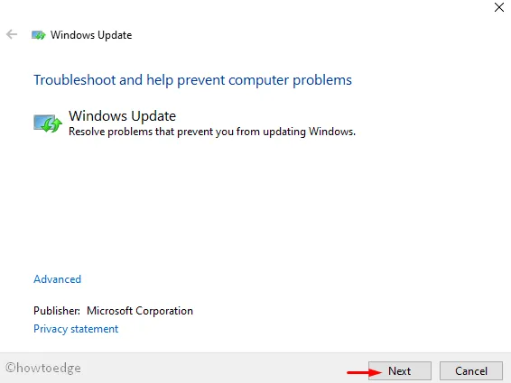 Outil de dépannage de Windows Update