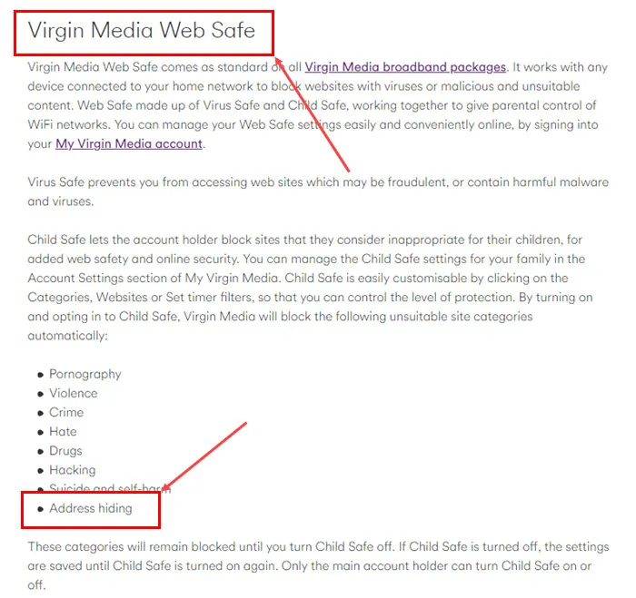 Virgin Media Web sicuro