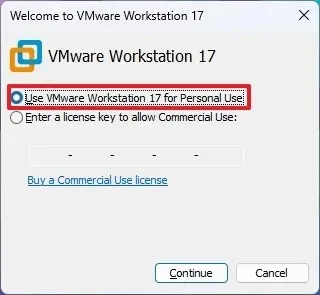 將 VMware Workstation 17 用於個人用途