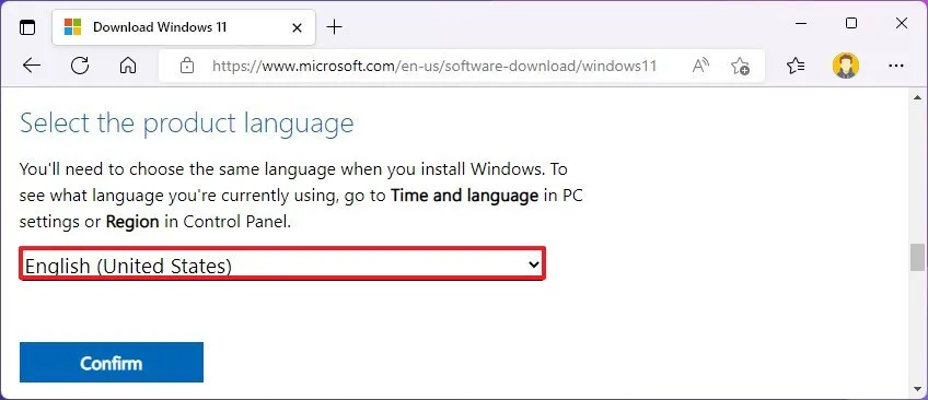 Idioma de instalação do Windows 11