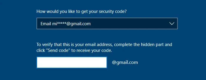 Een Windows-wachtwoordherstelscherm met details om de identiteit te verifiëren.