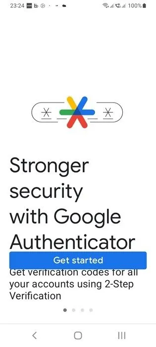 Android 上的 Google Authenticator，身份驗證器應用程式的範例。