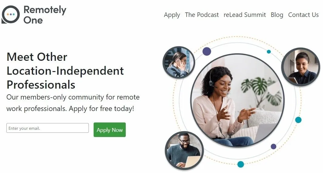 Aanmeldingsformulier om lid te worden van Remotely One, een van de beste Slack-community's voor mensen die op afstand werken.
