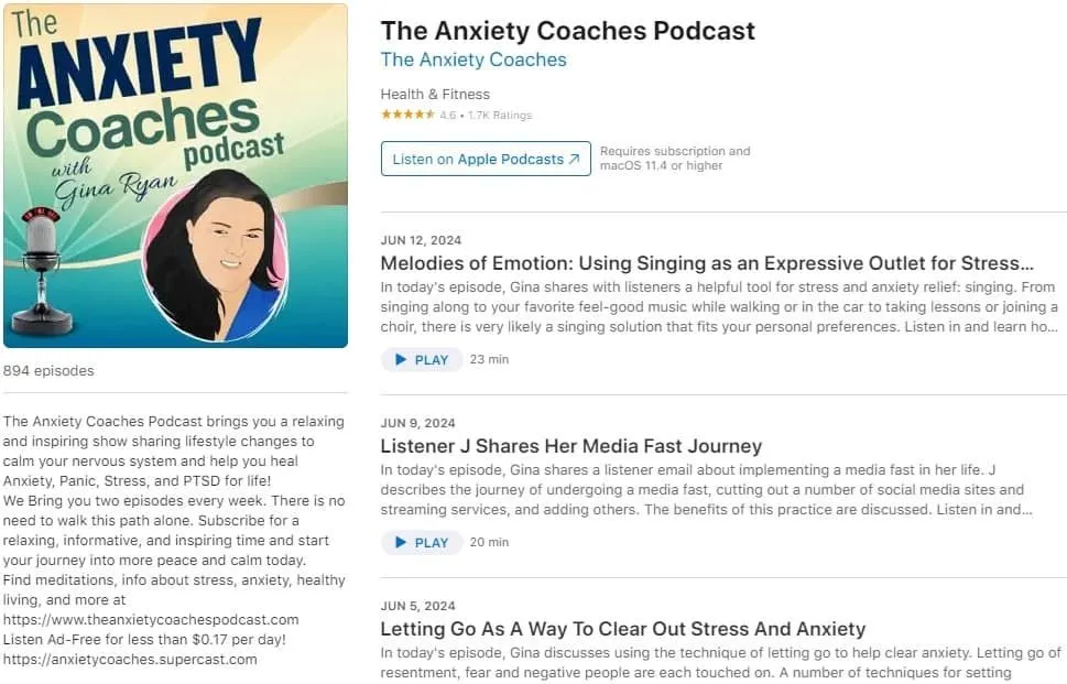 Uno de los mejores podcasts de salud mental para la ansiedad, Anxiety Coaches, en Apple Podcasts.