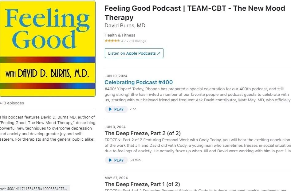 Épisodes Feeling Good Podcast sur Apple Podcast.