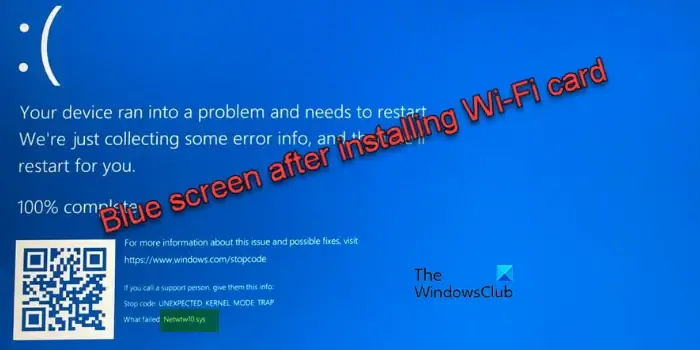 Écran bleu après l'installation de la carte Wi-Fi