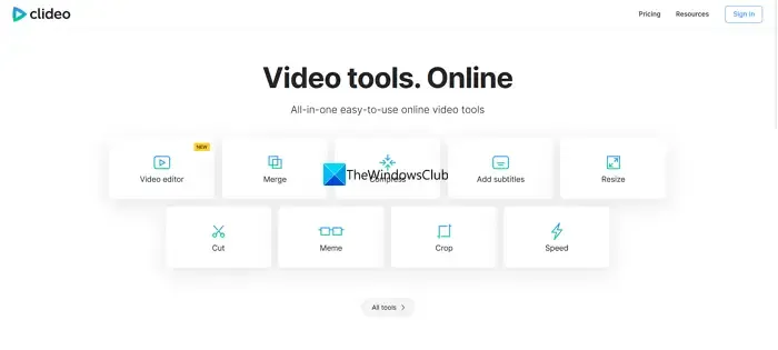 Clideo - editor de vídeo gratuito