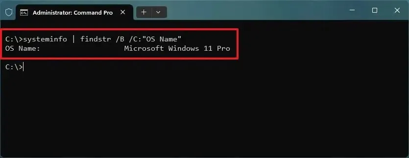 Verifique a edição do Windows 11 com prompt de comando