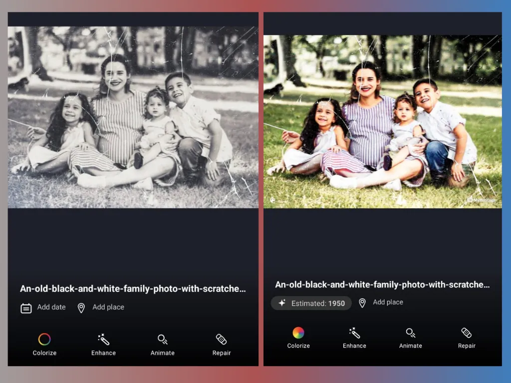 Kolorieren alter Fotos mit der MyHeritage InColor-Software