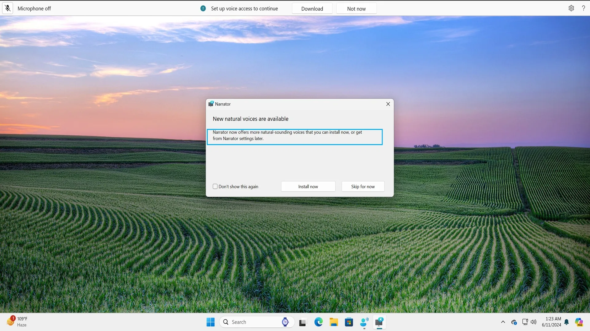 kontroluj dostęp głosowy za pomocą narratora w systemie Windows 11
