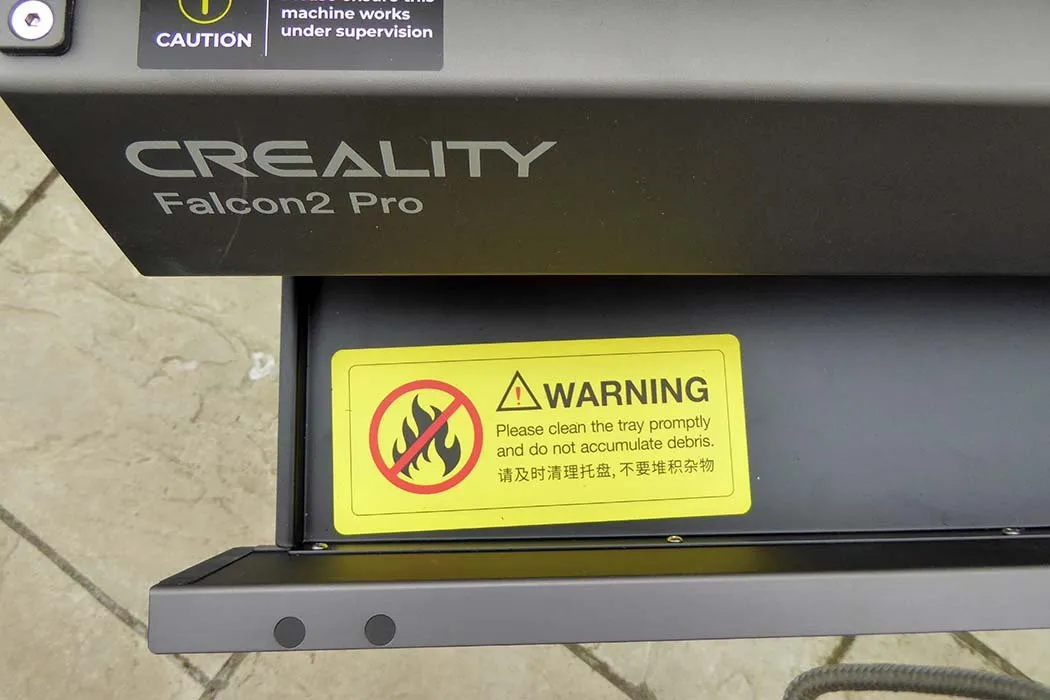Placa de advertência Creality Falcon2 Pro