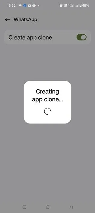 Criando um aplicativo duplicado para WhatsApp usando o recurso de clonagem de aplicativos nativo do telefone Android.