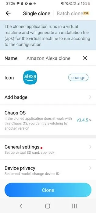 Création d'un clone Amazon Alexa à l'aide d'une application Samsung Galaxy,