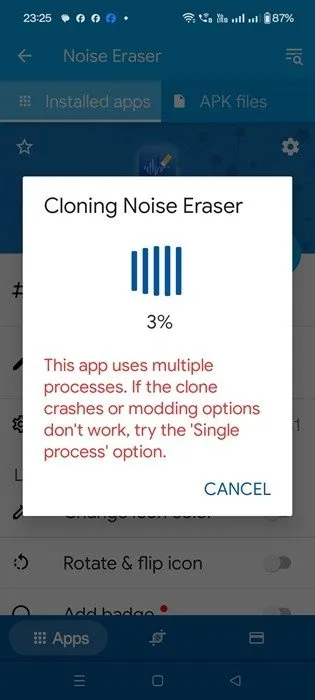 Clonazione di un'app chiamata