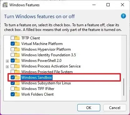 Windows 11 active le bac à sable
