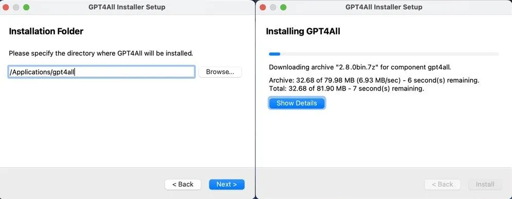 Processo di installazione di Gpt4all