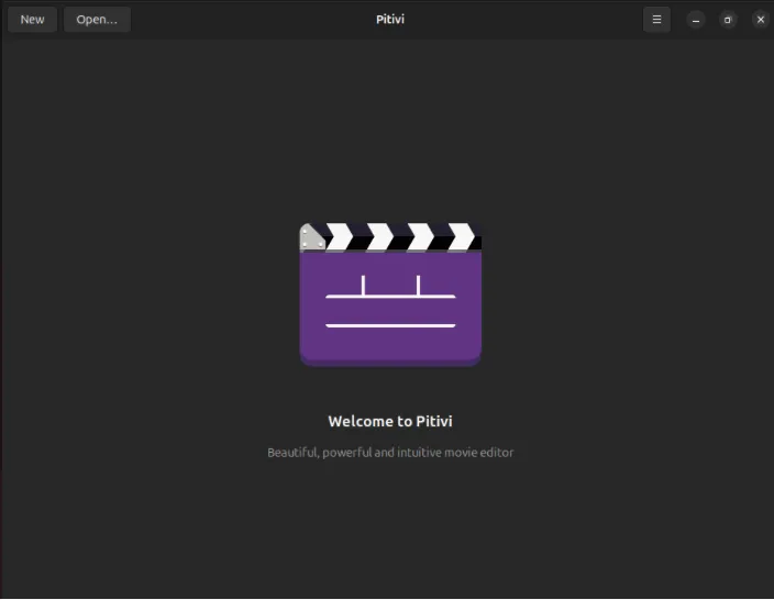 Uno screenshot che mostra la versione Flatpak di Pitivi in ​​esecuzione su Ubuntu.