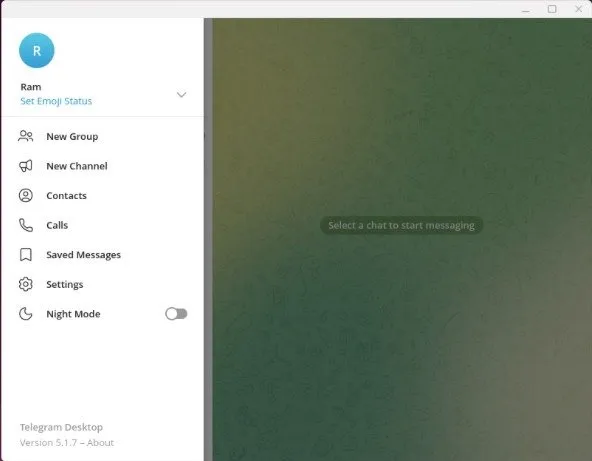 Zrzut ekranu wersji Flatpak aplikacji Telegram uruchomionej na Ubuntu.