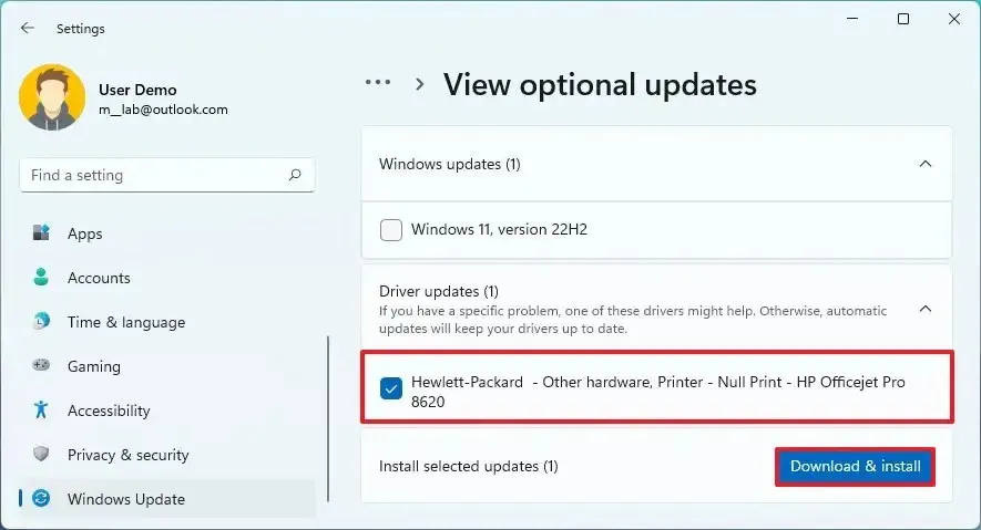 Instalar actualizaciones opcionales en Windows 11