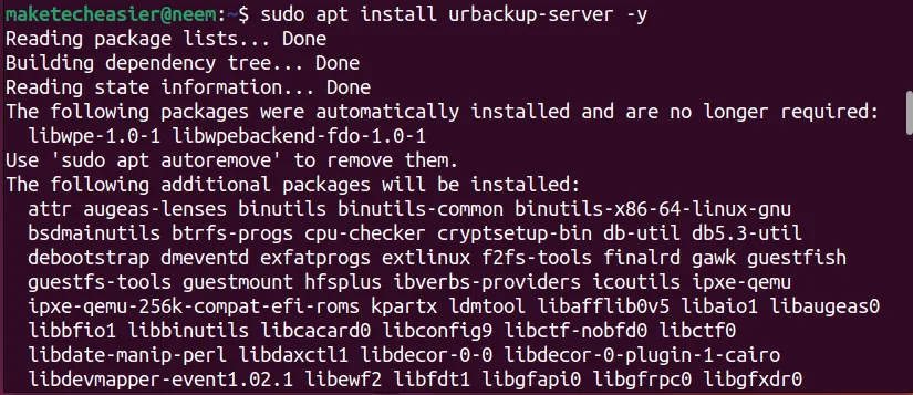 Installation du serveur Urbackup dans Ubuntu