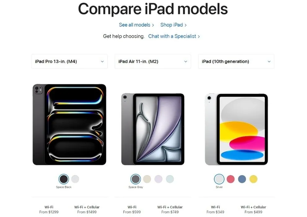 Comparaison des prix de l’iPad et de l’iPad Air