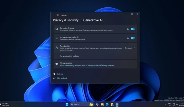 Windows 11 24H2 では AI 機能を管理するための新しいプライバシー設定が追加されました