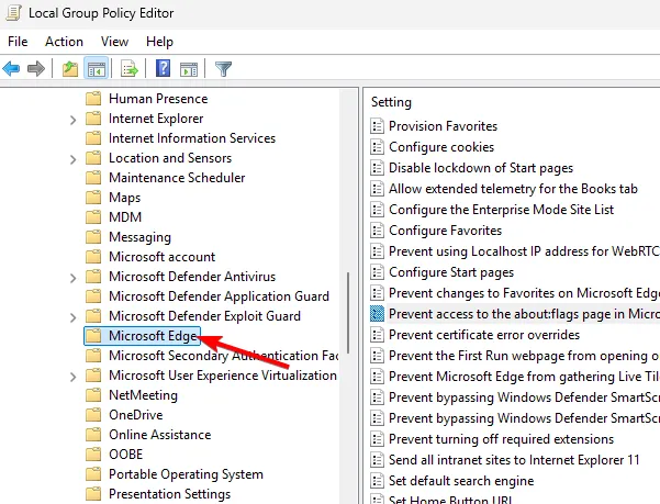 Microsoft Edge-groepsbeleid-editor