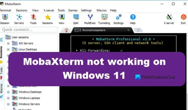 MobaXterm werkt niet op Windows 11