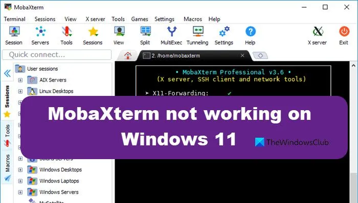 MobaXterm funktioniert nicht