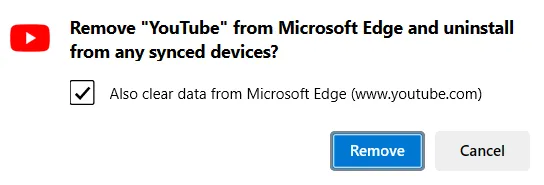 Rimuovi YouTube da Microsoft Edge