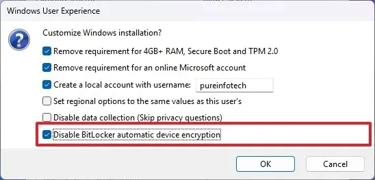 Rufus deaktiviert BitLocker unter Windows 11 24H2