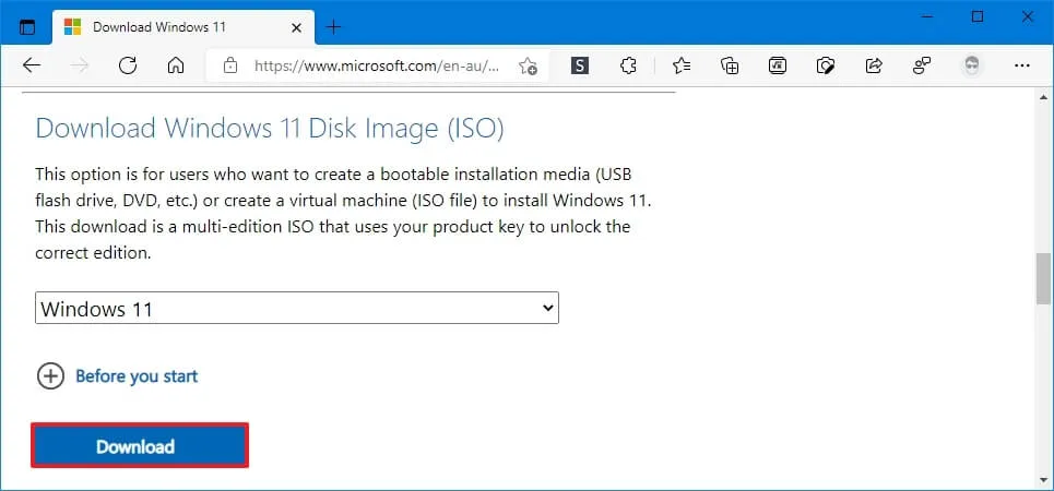 Pobieranie obrazu ISO systemu Windows 11