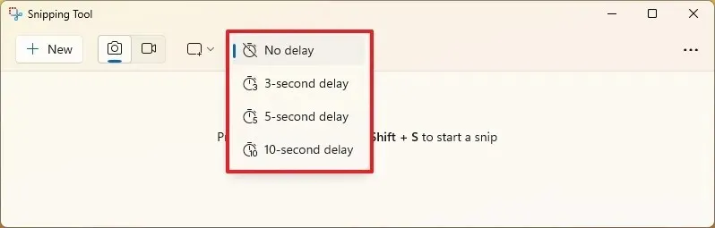Snipping Tool delay option