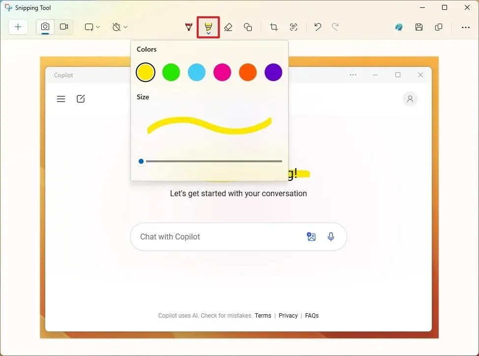 Snipping Tool highlighter